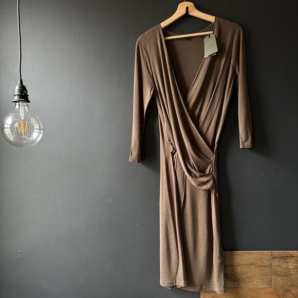 AllSaints Adria Midi Dress in Wren Brown NEW Size Medium - Picture 10 of 12